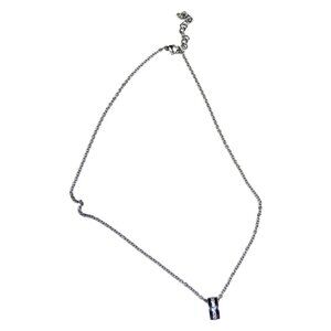 Inox Women's Polished Stainless Steel Necklace with Bar Pendant with CZ Accents